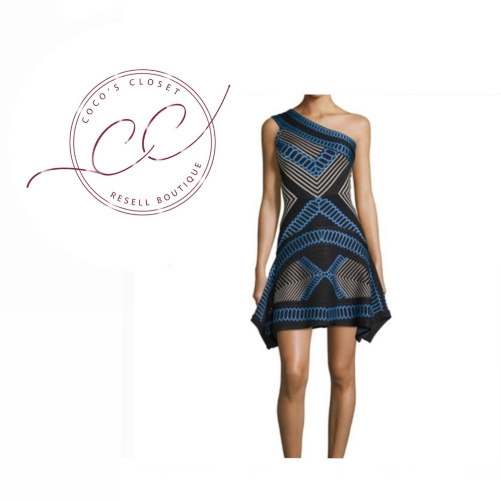 Herve Leger Asymmetrical Bandage Dress